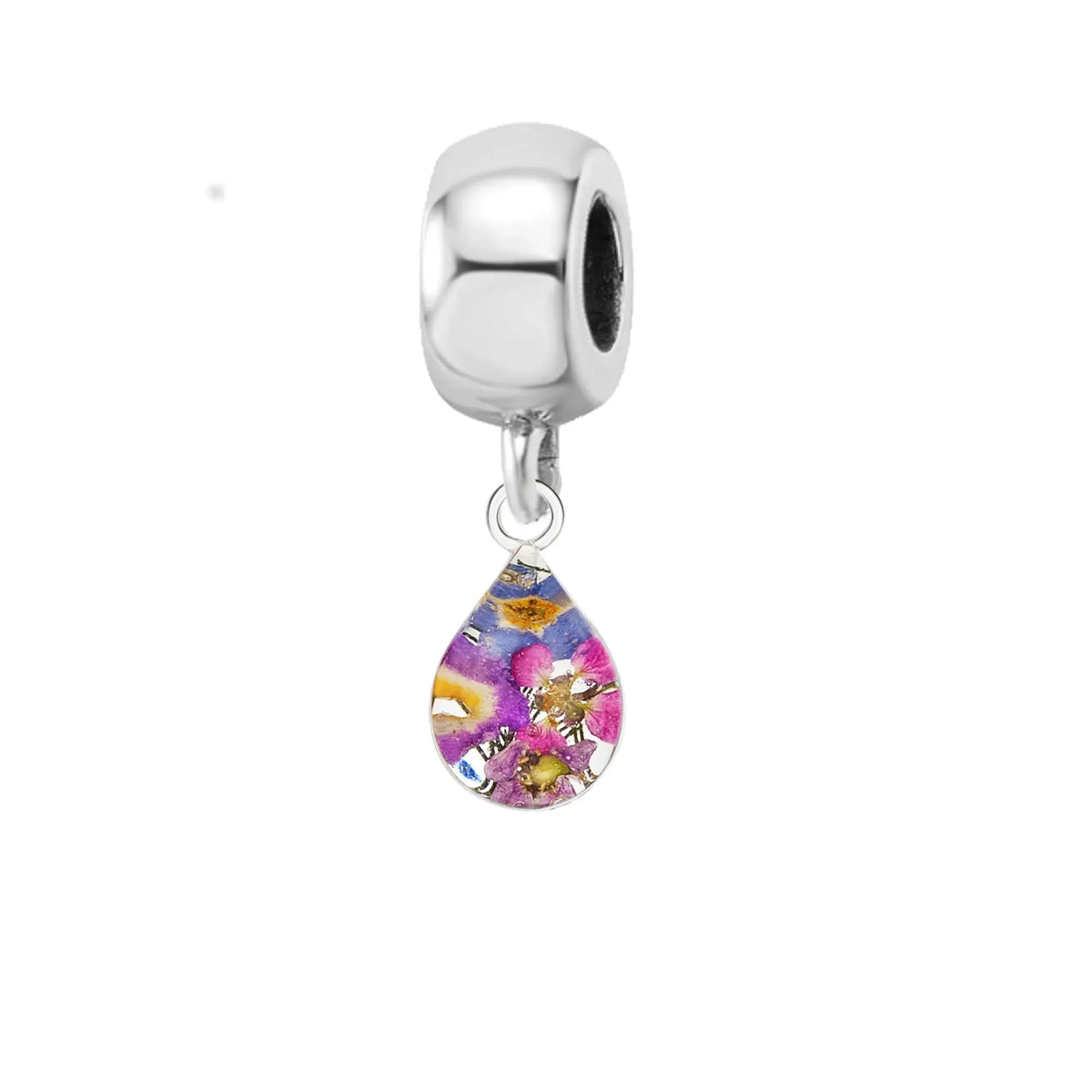 Mixed Flower Heart Bracelet Charm