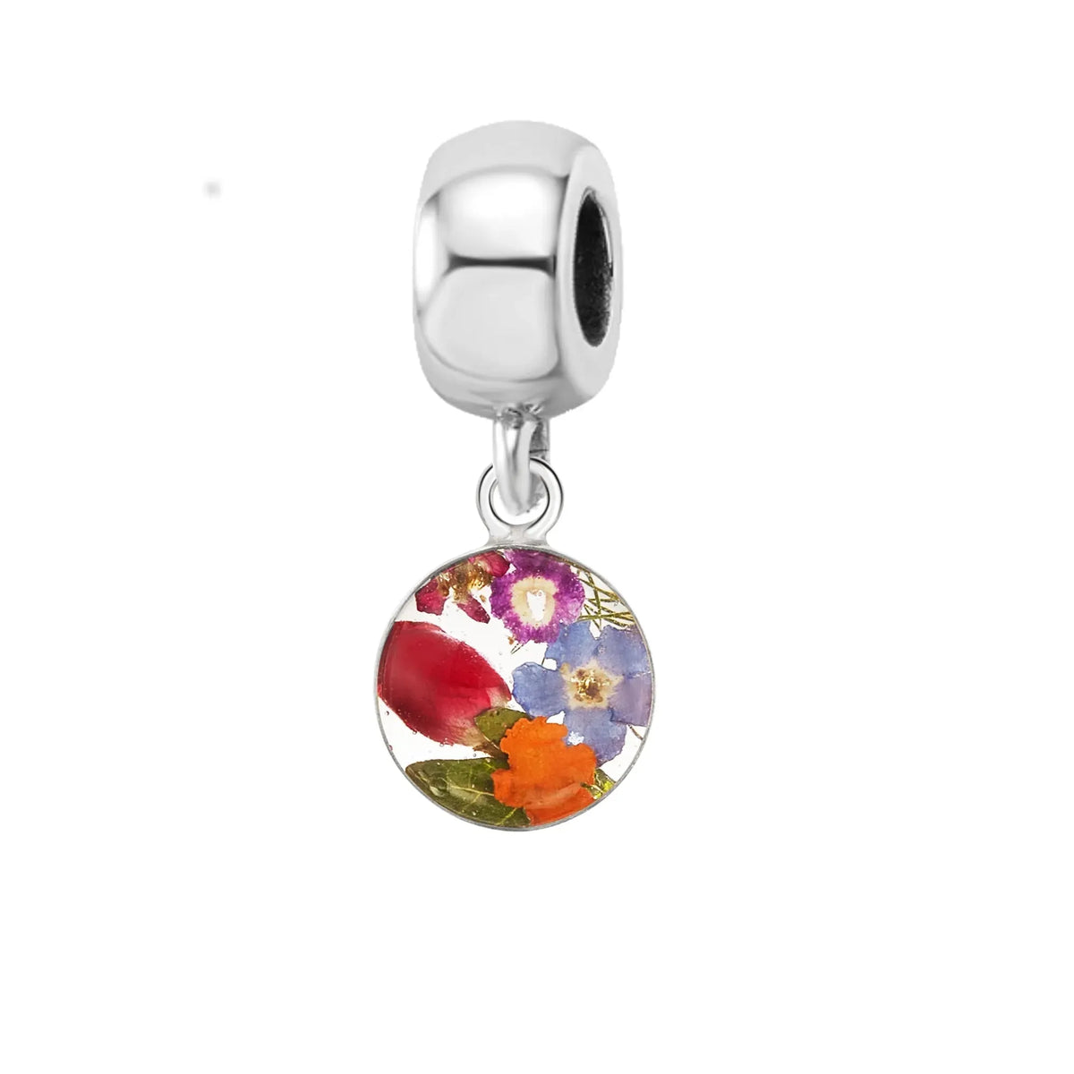 Mixed Flower Heart Bracelet Charm