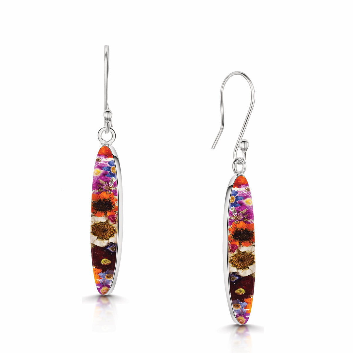 Pendientes Ovalados de Flores Variadas