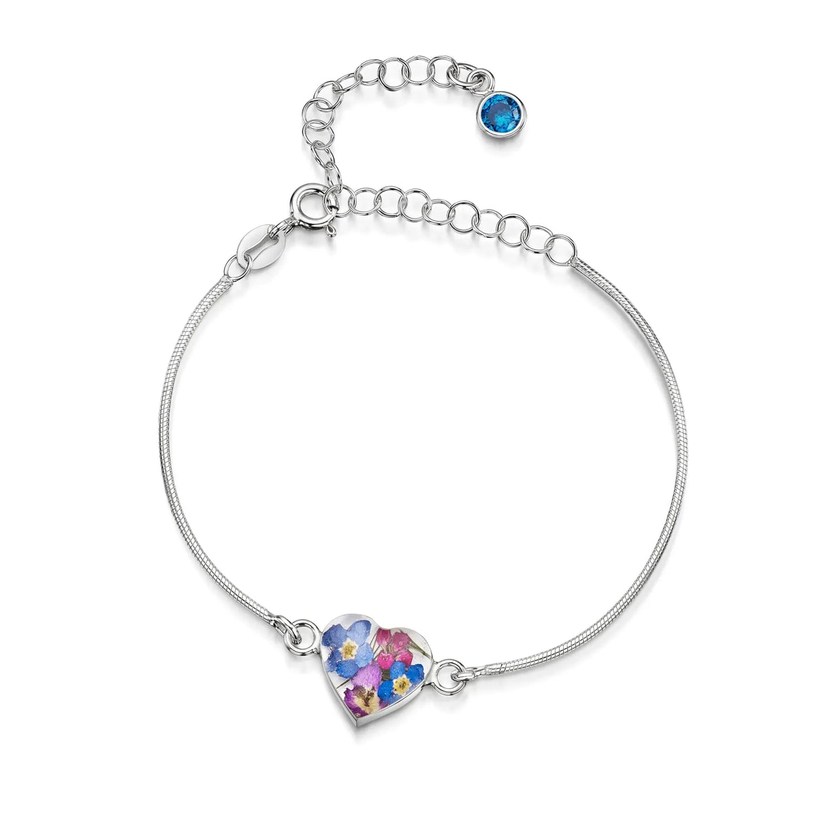Personalized Sterling Silver Birthstone Flower Bracelet