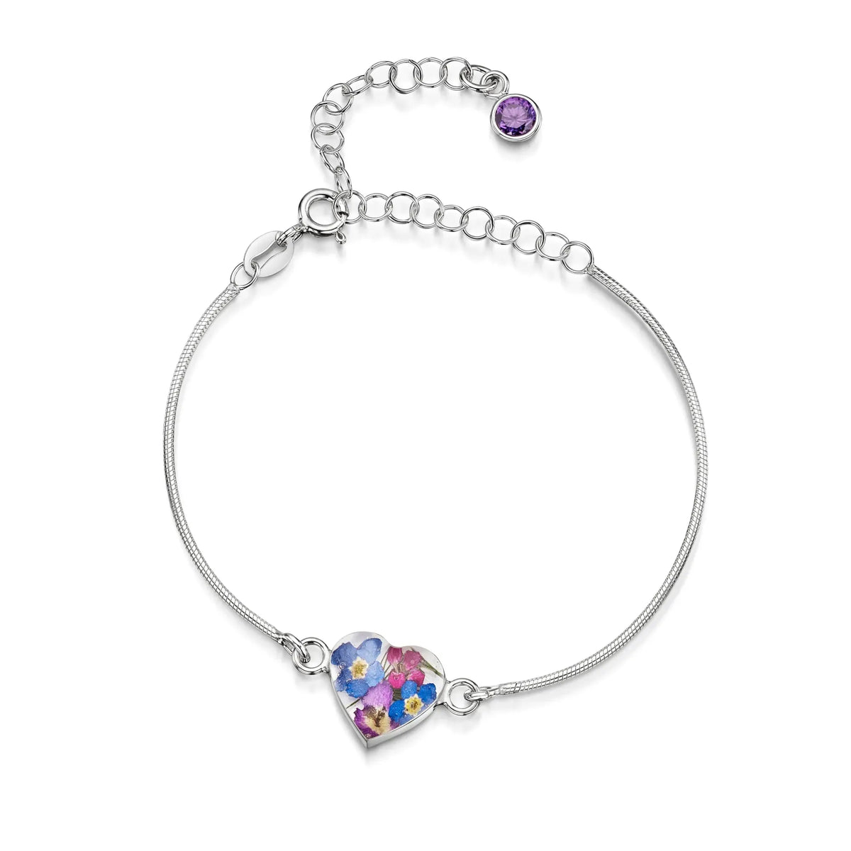 Personalized Sterling Silver Birthstone Flower Bracelet
