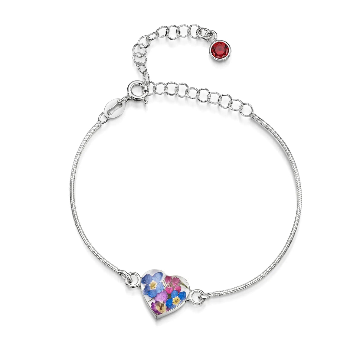 Personalized Sterling Silver Birthstone Flower Bracelet