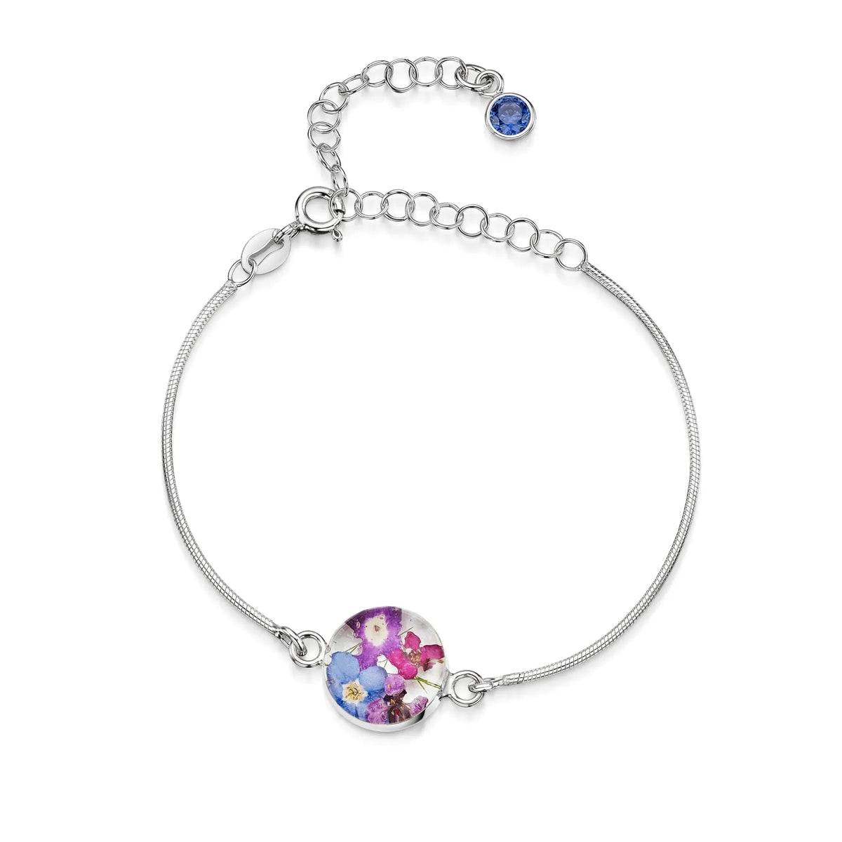 Personalized Sterling Silver Birthstone Flower Bracelet