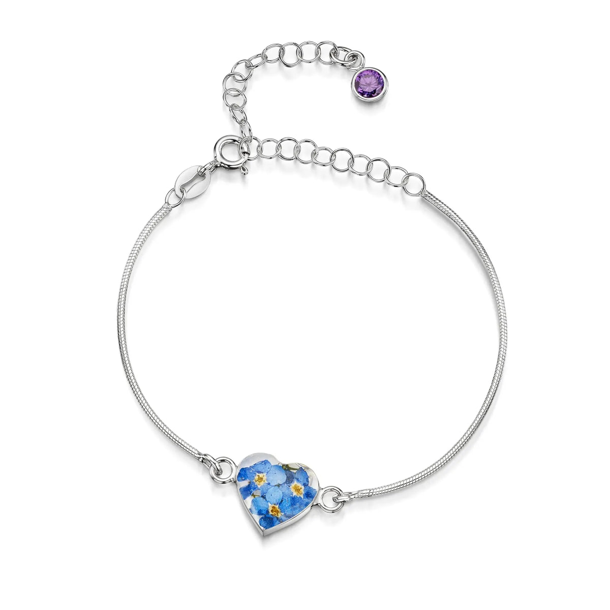 Personalized Sterling Silver Birthstone Flower Bracelet
