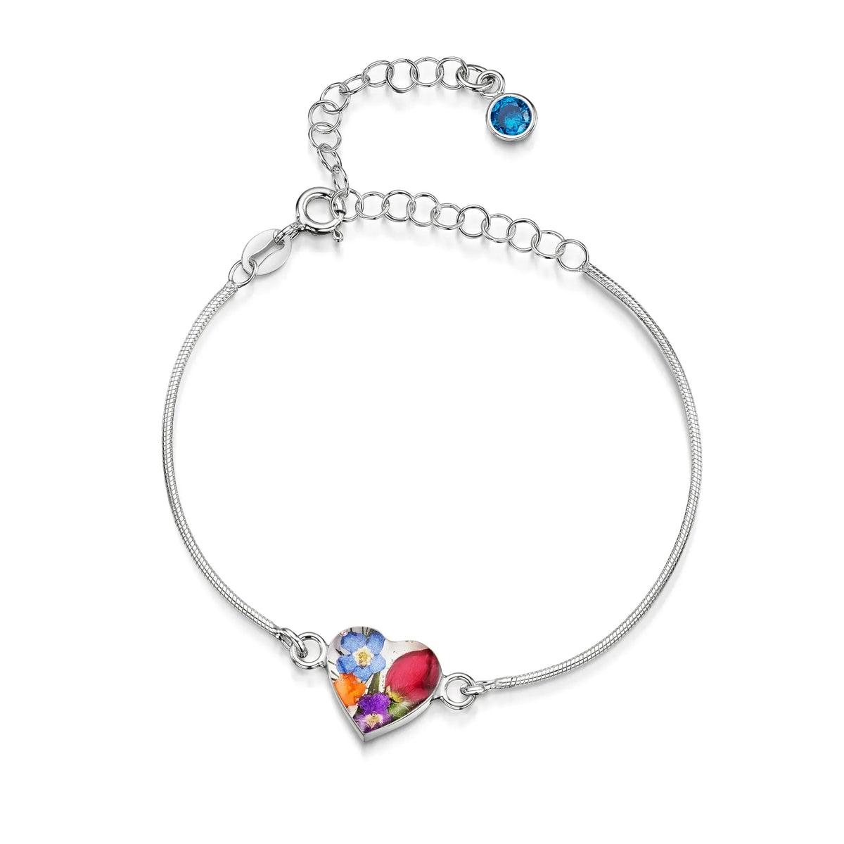 Personalized Sterling Silver Birthstone Flower Bracelet