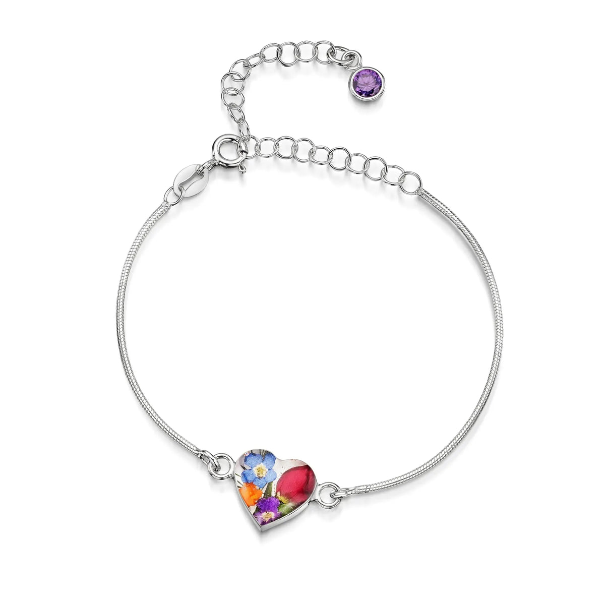 Personalized Sterling Silver Birthstone Flower Bracelet