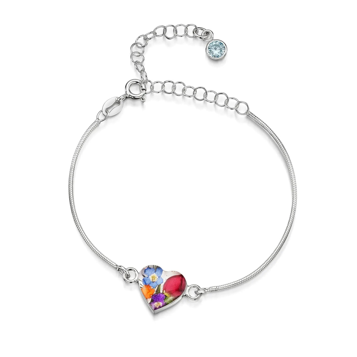 Personalized Sterling Silver Birthstone Flower Bracelet