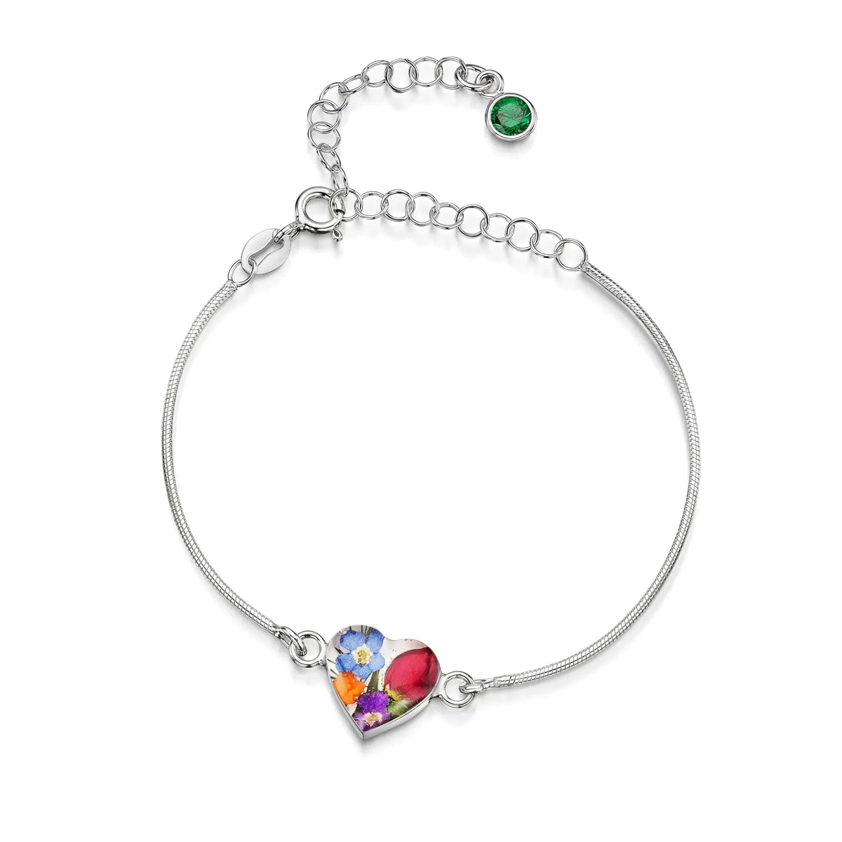 Personalized Sterling Silver Birthstone Flower Bracelet