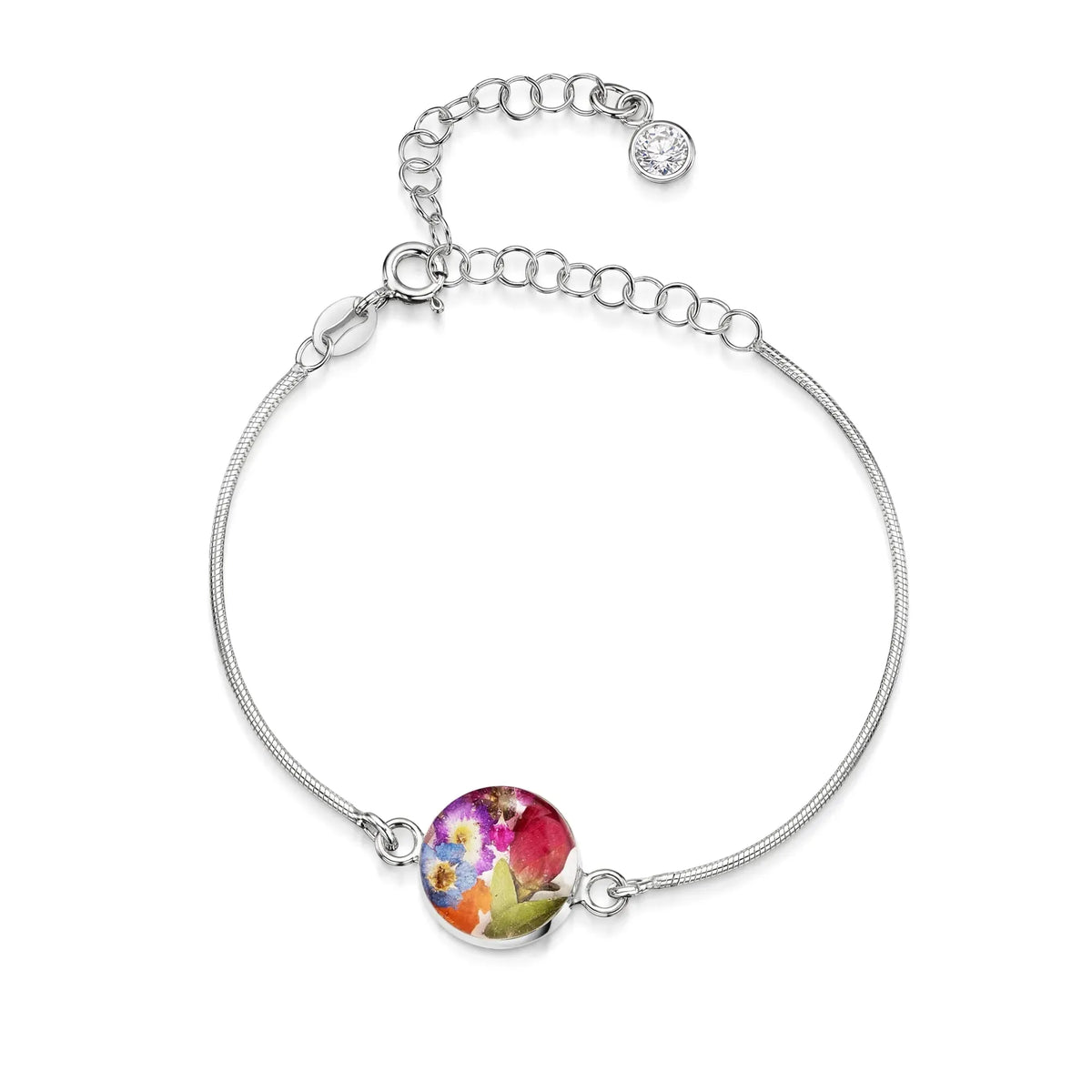 Personalized Sterling Silver Birthstone Flower Bracelet