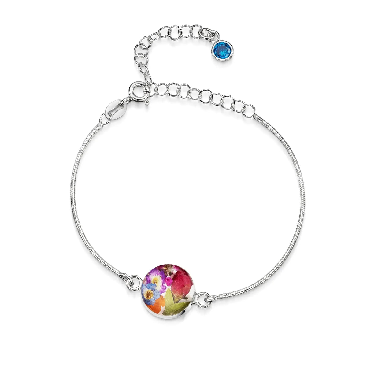 Personalized Sterling Silver Birthstone Flower Bracelet