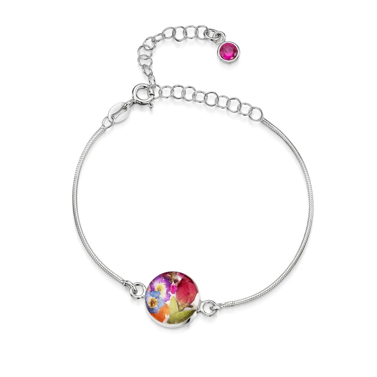 Personalized Sterling Silver Birthstone Flower Bracelet