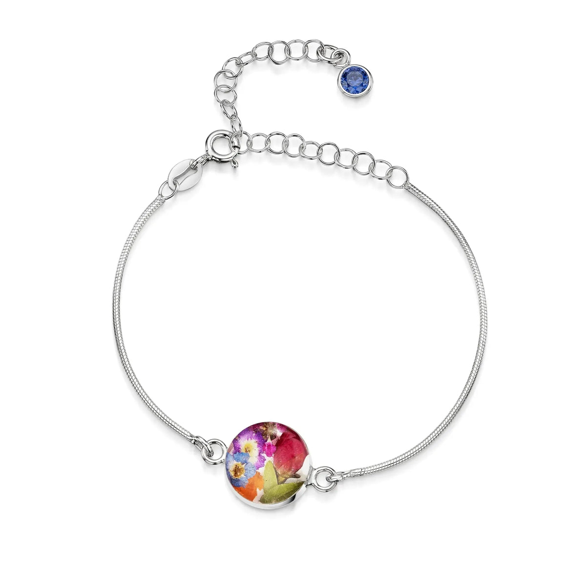 Personalized Sterling Silver Birthstone Flower Bracelet