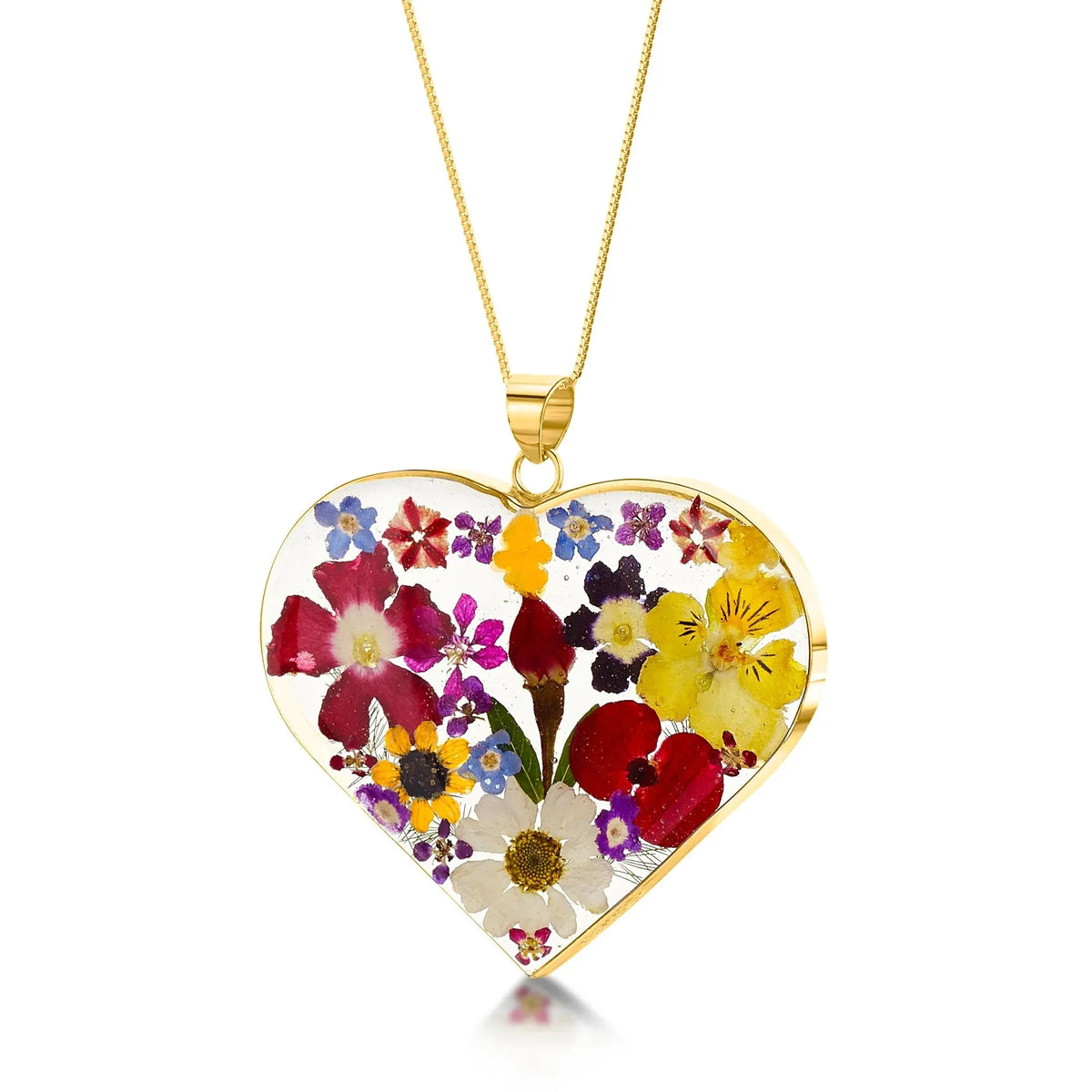 Collar con colgante de corazón de flores mixtas