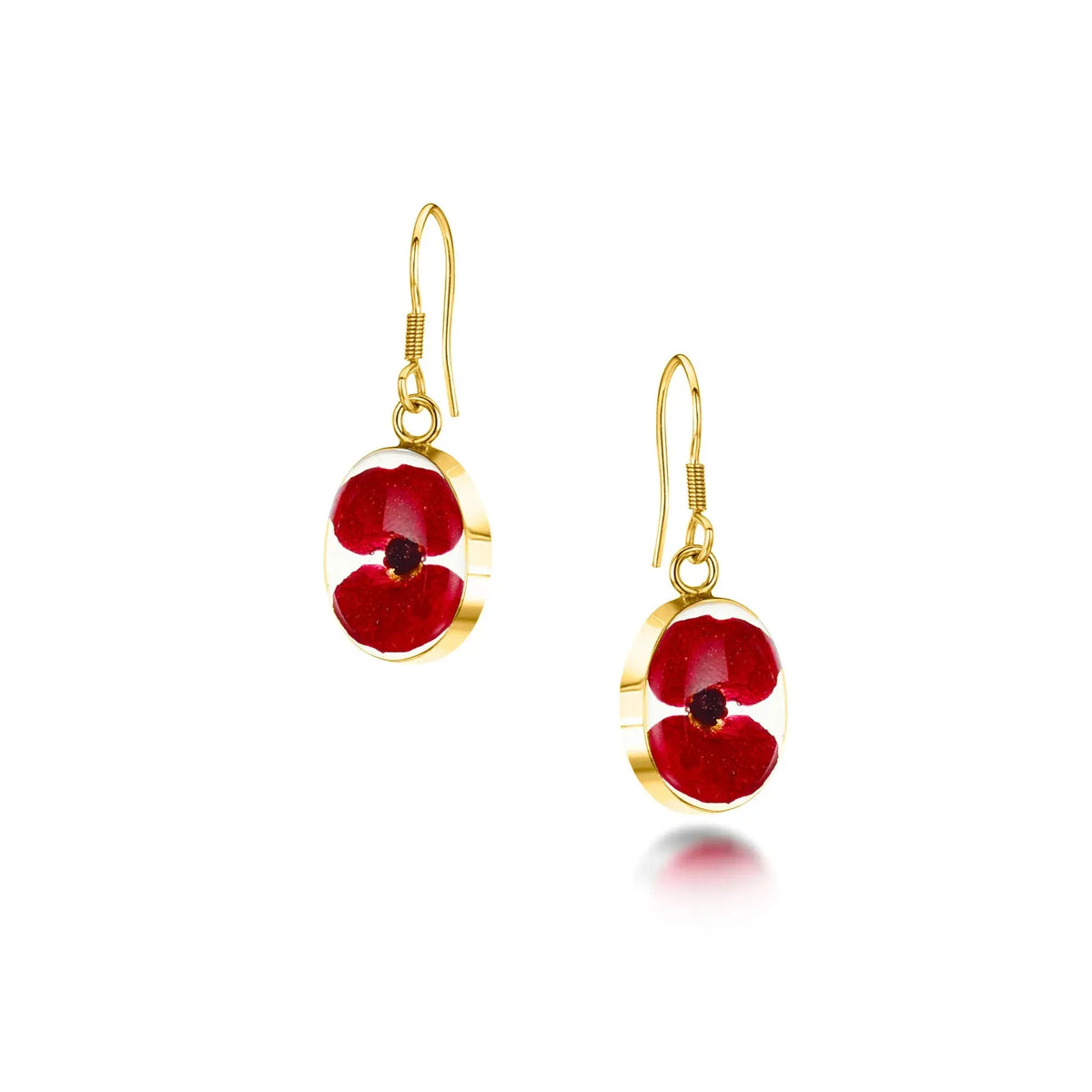 Pendientes de amapola con gota ovalada
