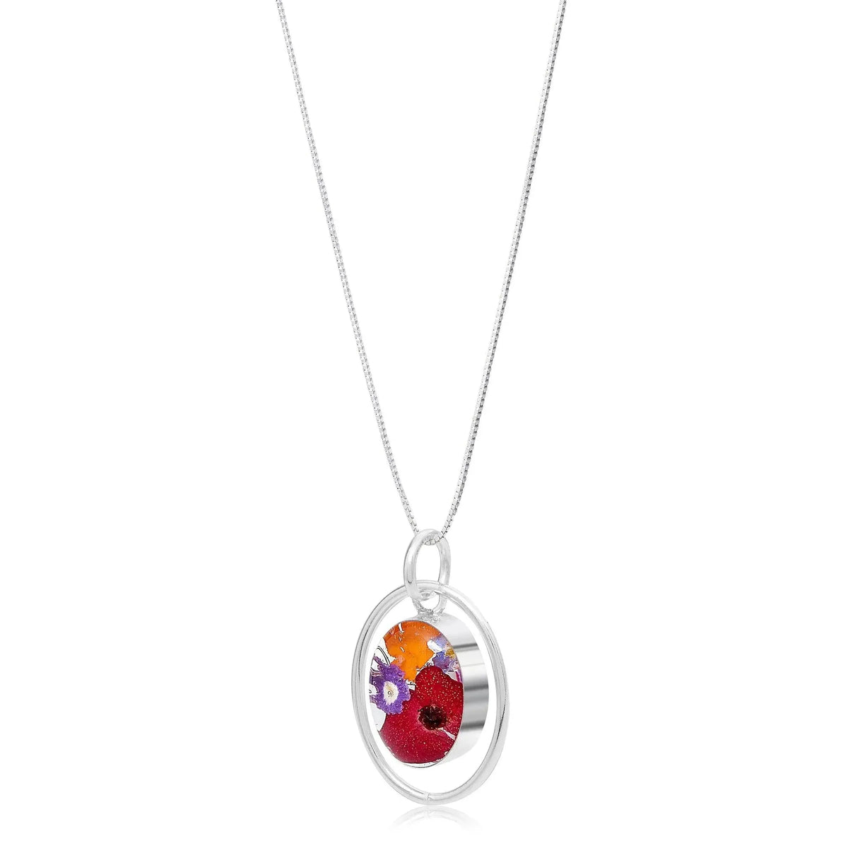 Real flower necklace by Shrieking Violet Sterling silver teardrop pendant with handmade with real flowers. Perfect gift for nature lovers.