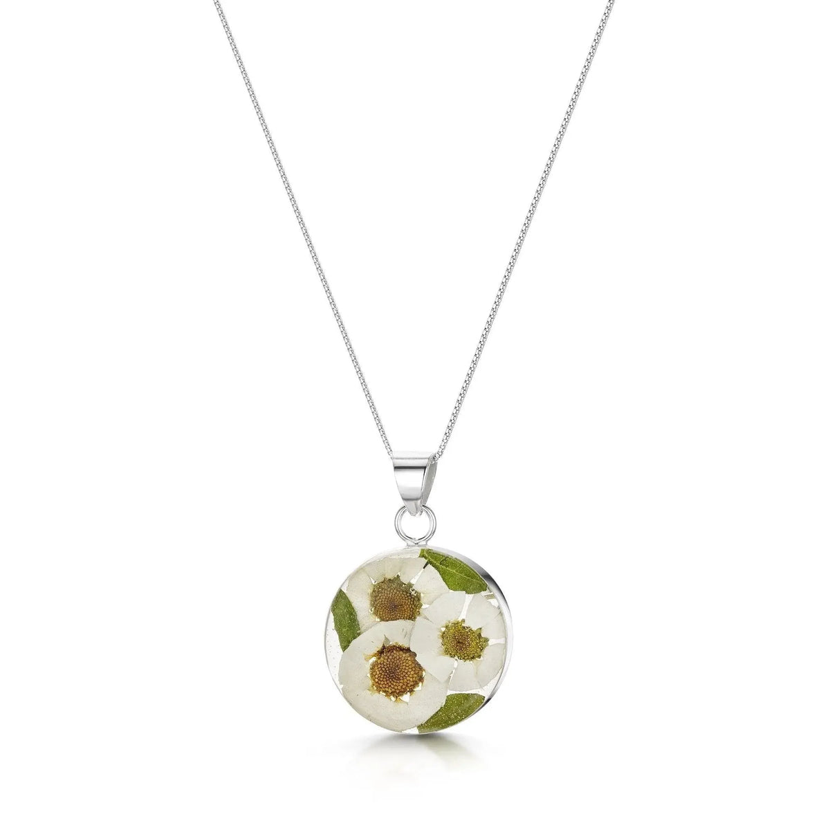 Sterling silver pendant necklace - Daisy - Medium round
