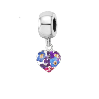 Mixed Flower Heart Bracelet Charm