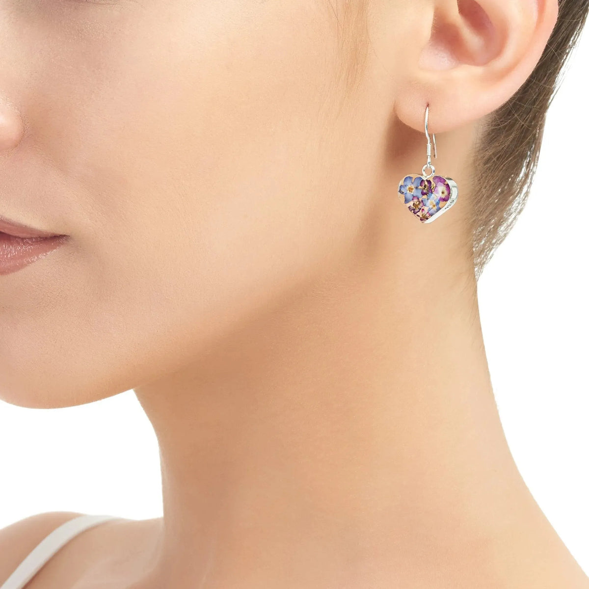 Pendientes de gota en forma de corazón de plata "Purple Haze"