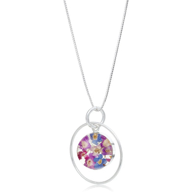 Collar con colgante Purple Haze y borde plateado