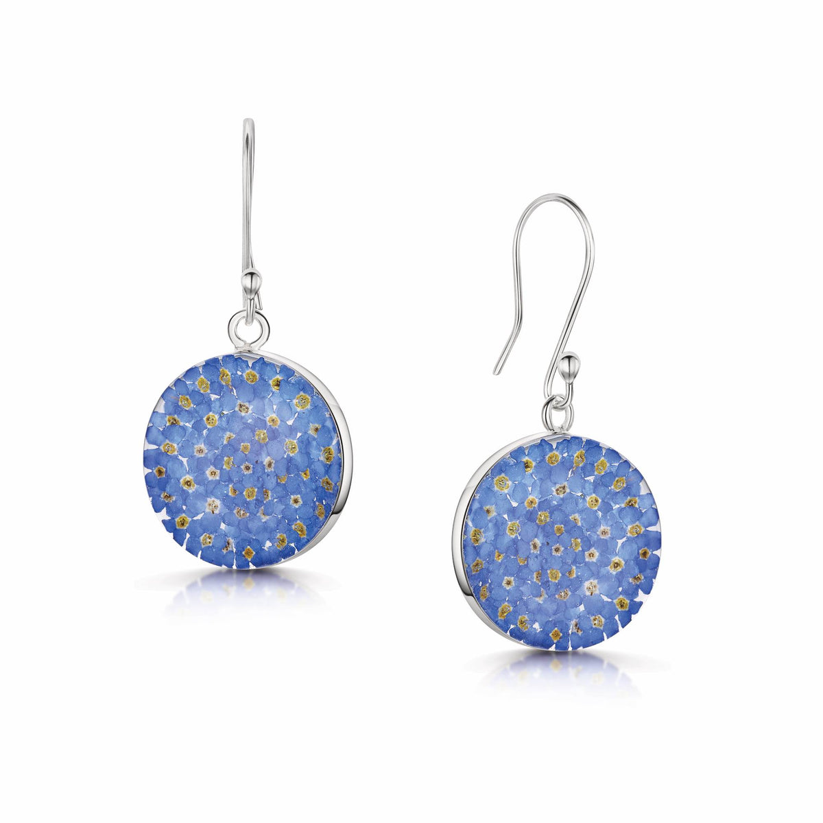 Forget-Me-Not Round Drop Earrings