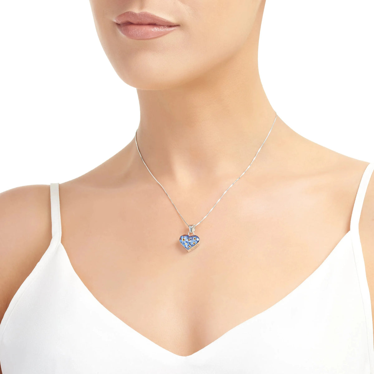 Collar con Colgante de Corazón de No Me Olvides