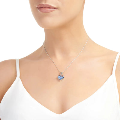 Collar con Colgante de Corazón de No Me Olvides
