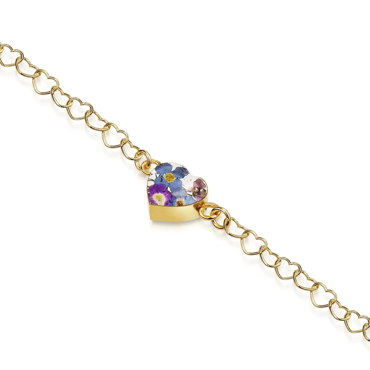 Purple Haze Heart Chain Bracelet - Gold plated Silver