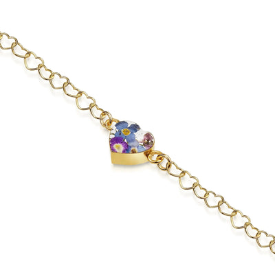 Purple Haze Heart Chain Bracelet - Gold plated Silver