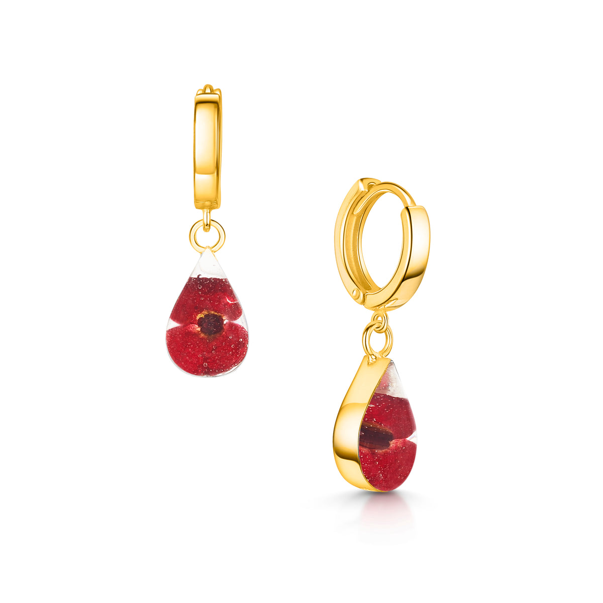 Poppy Silver Teardrop Huggie Earrings