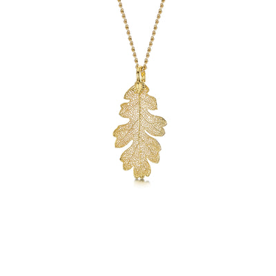 Gold-plated Oak Leaf Pendant Necklace