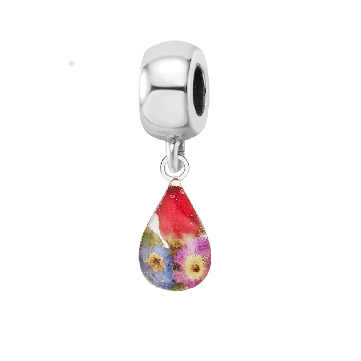 Mixed Flower Heart Bracelet Charm