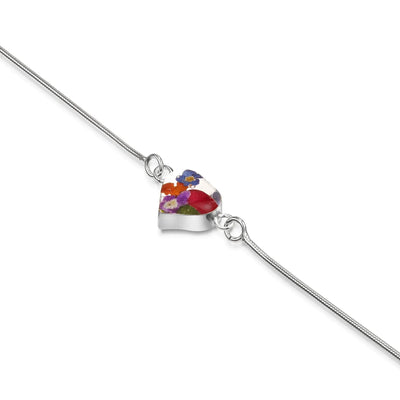 Pulsera de serpiente con corazón de flores mixtas
