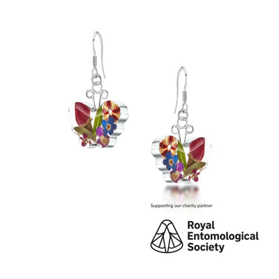Mixed Flower Butterfly Drop Earrings