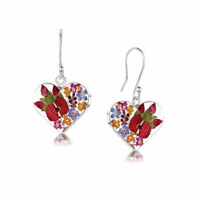 Pendientes de Corazón con Flores Variadas