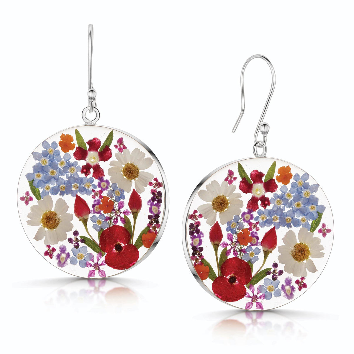 Pendientes redondos grandes de flores variadas