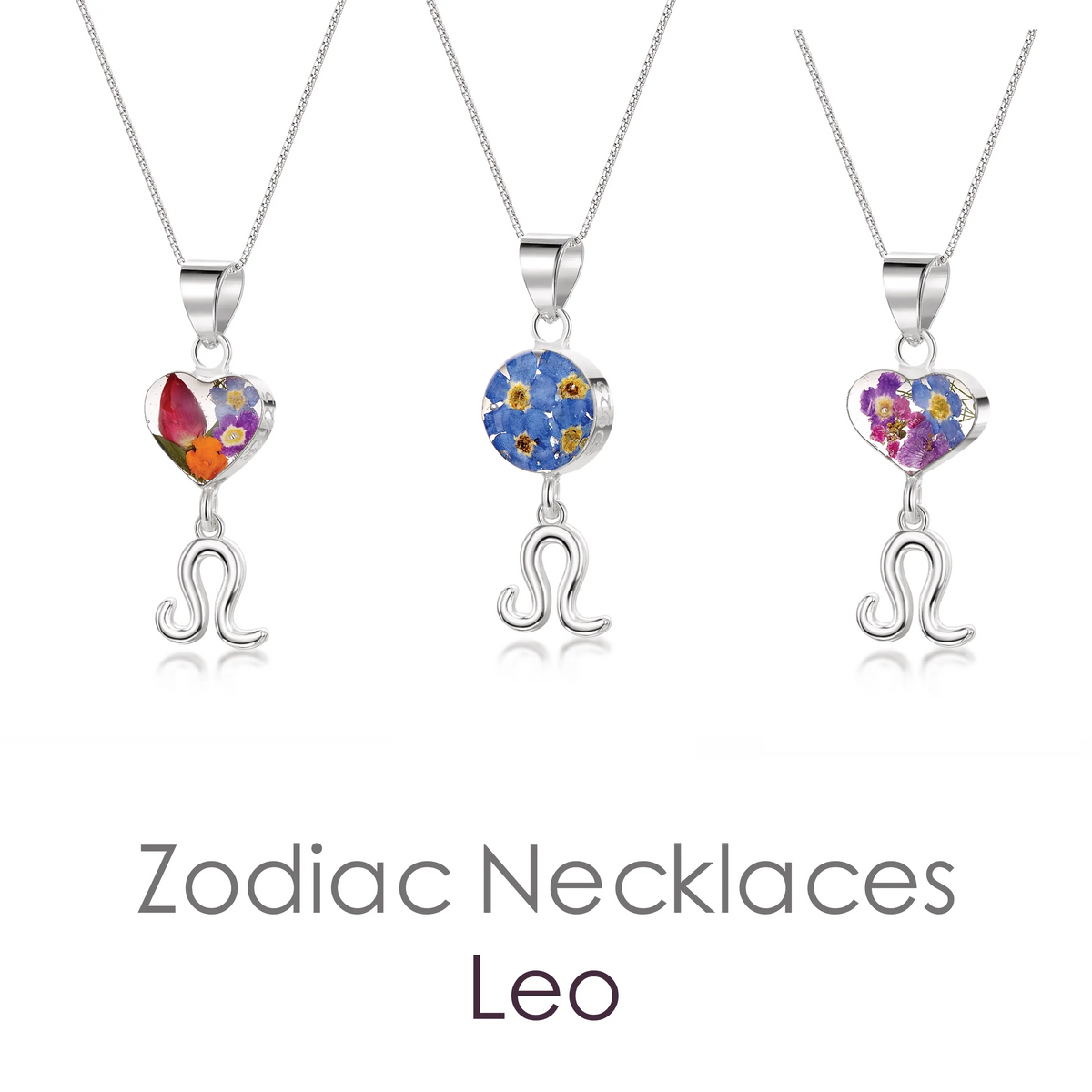 Zodiac Charm Heart Pendant Necklace - Leo