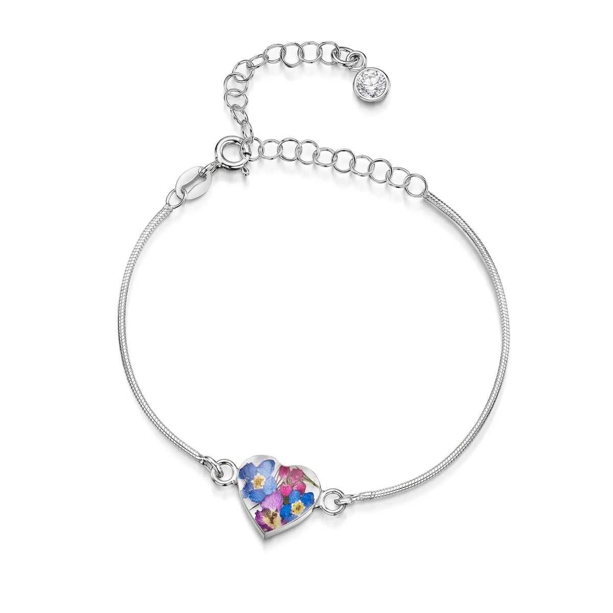 Personalized Sterling Silver Birthstone Flower Bracelet