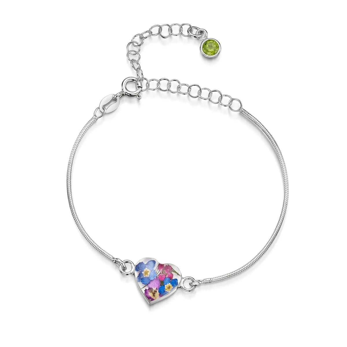 Personalized Sterling Silver Birthstone Flower Bracelet
