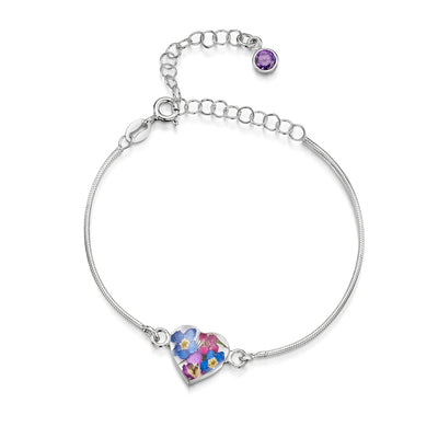 Personalized Sterling Silver Birthstone Flower Bracelet