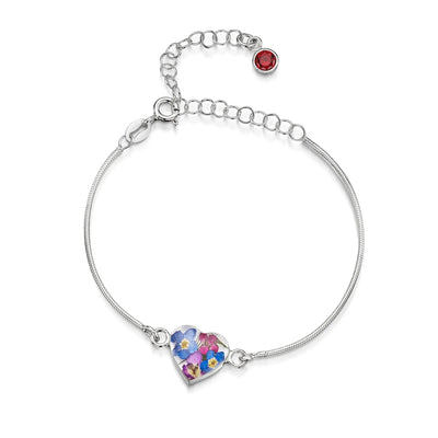 Personalized Sterling Silver Birthstone Flower Bracelet