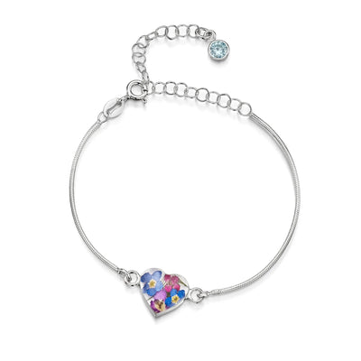 Personalized Sterling Silver Birthstone Flower Bracelet