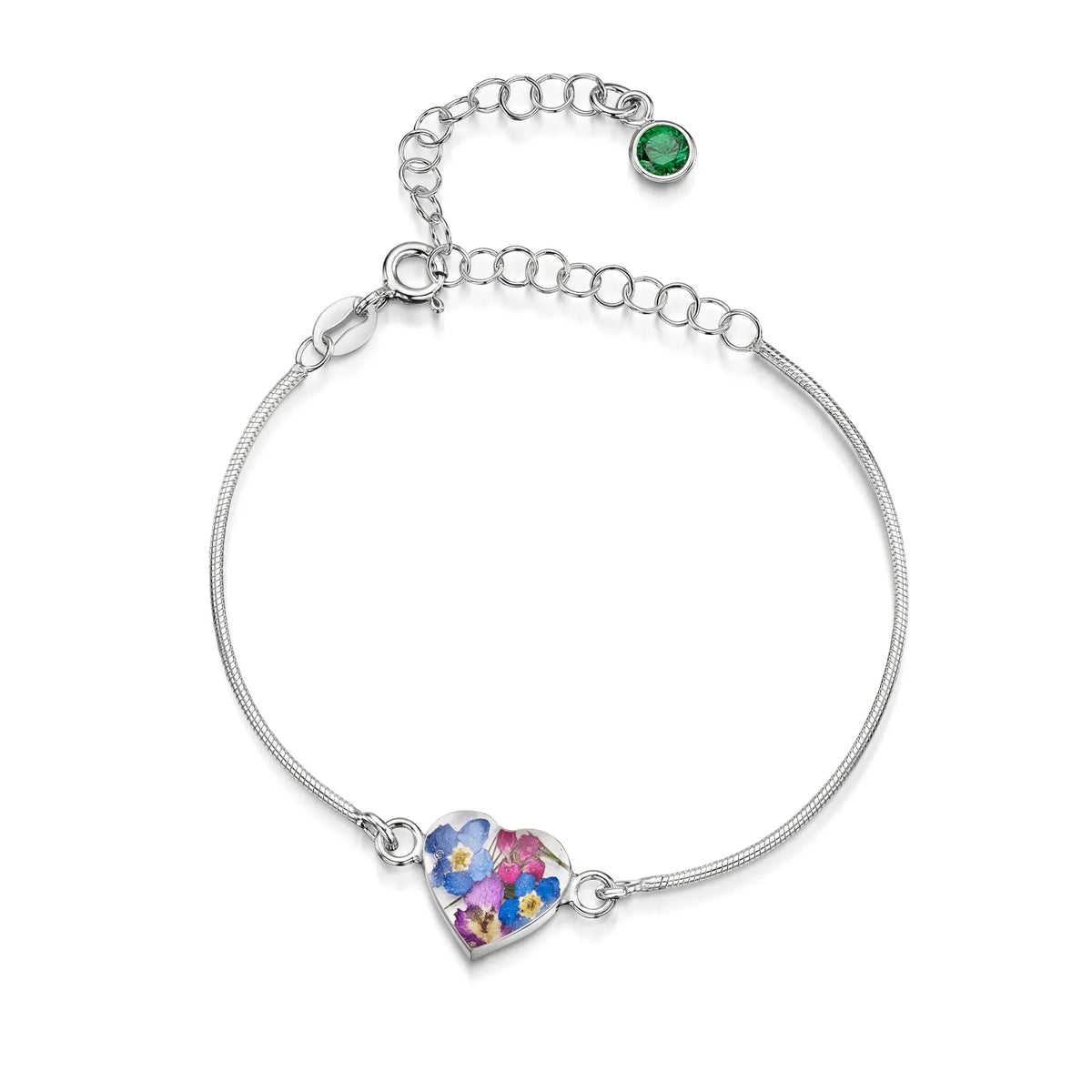 Personalized Sterling Silver Birthstone Flower Bracelet