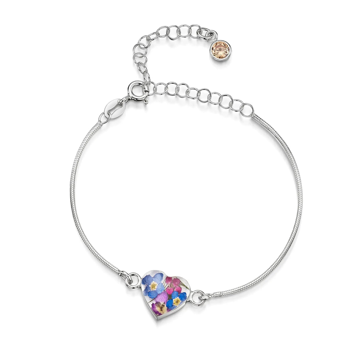 Personalized Sterling Silver Birthstone Flower Bracelet