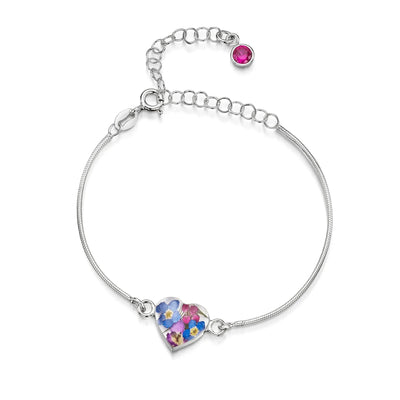 Personalized Sterling Silver Birthstone Flower Bracelet