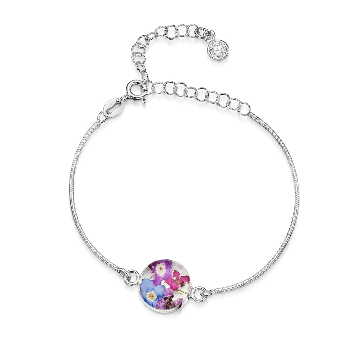 Personalized Sterling Silver Birthstone Flower Bracelet