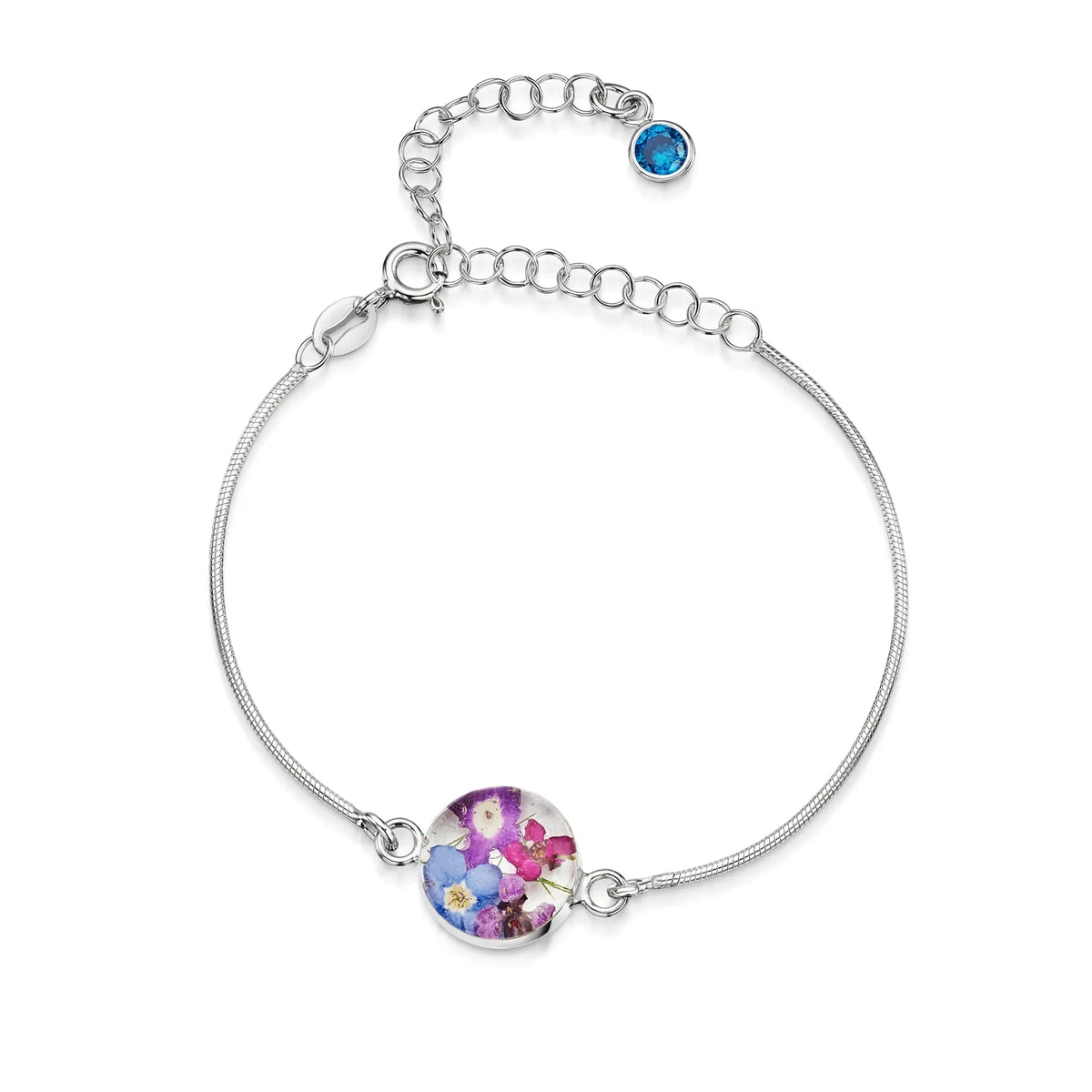 Personalized Sterling Silver Birthstone Flower Bracelet