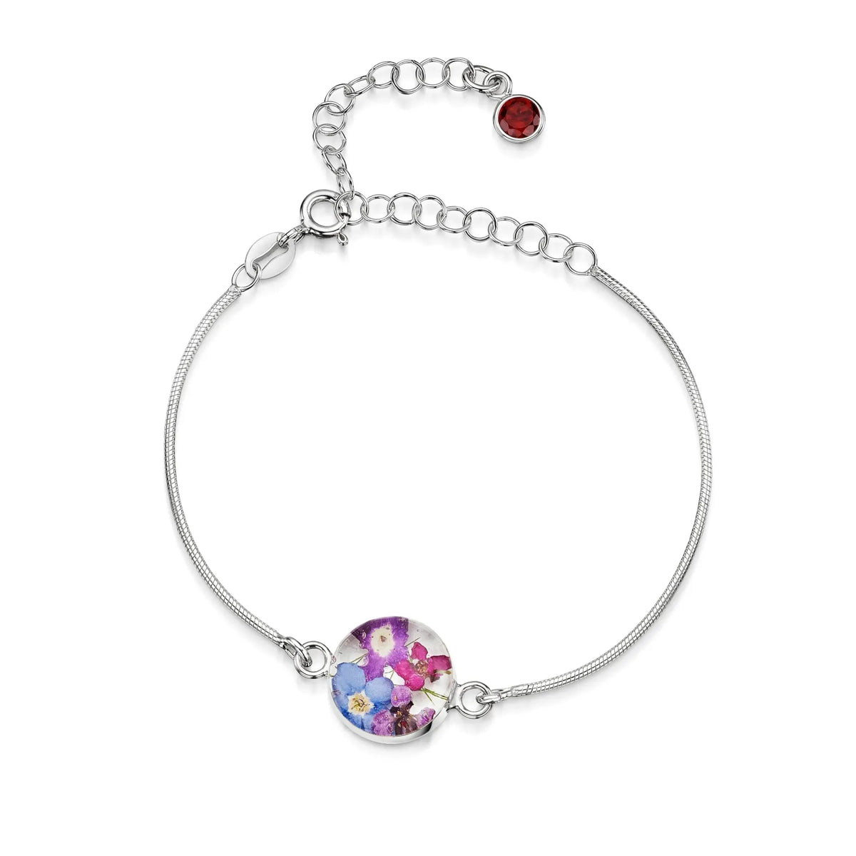 Personalized Sterling Silver Birthstone Flower Bracelet
