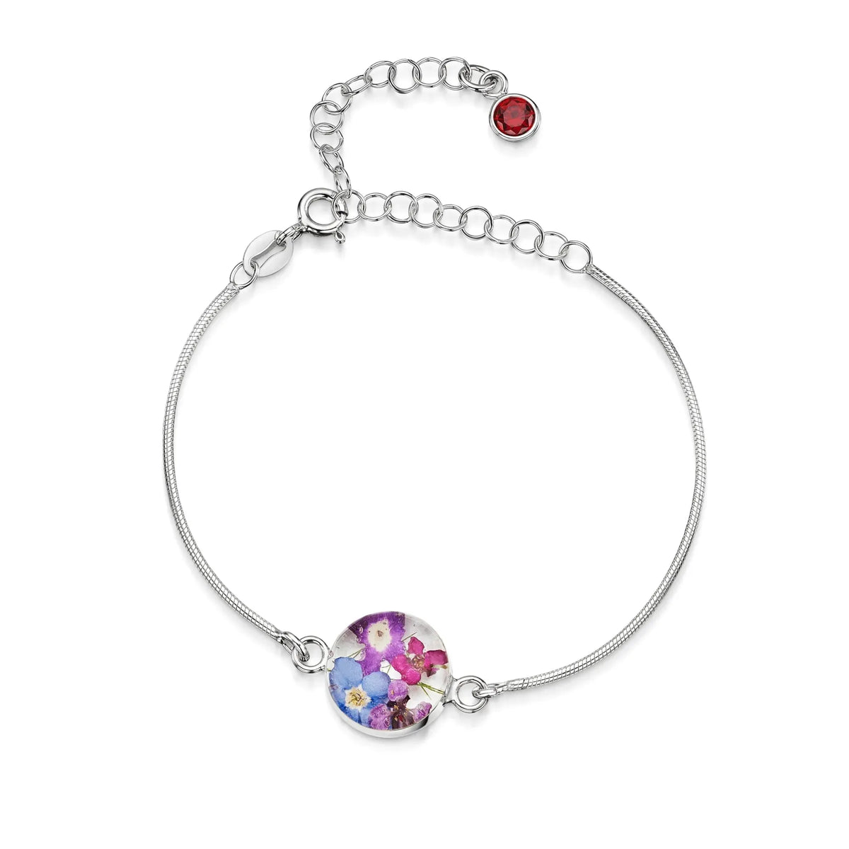 Personalized Sterling Silver Birthstone Flower Bracelet
