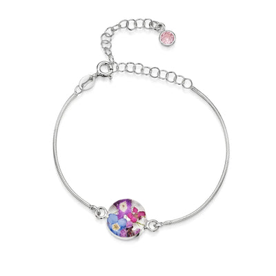 Personalized Sterling Silver Birthstone Flower Bracelet