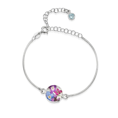 Personalized Sterling Silver Birthstone Flower Bracelet